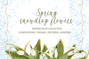 Snowdrops flowers watercolor clipart