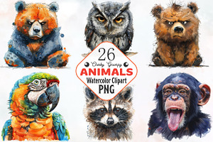 Cheeky Grumpy Animals Clipart, an Animal Illustration by RobertsArt