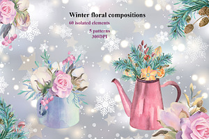 Winter floral compositions and decor