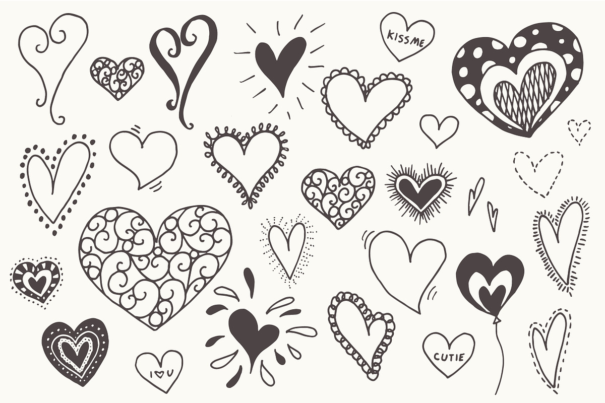 Doodle Hearts Clip Art preview 3