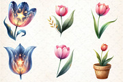 Watercolor Tulip Clipart, an Illustration by DreamCafeArt (Thumbnail 2 of 7)