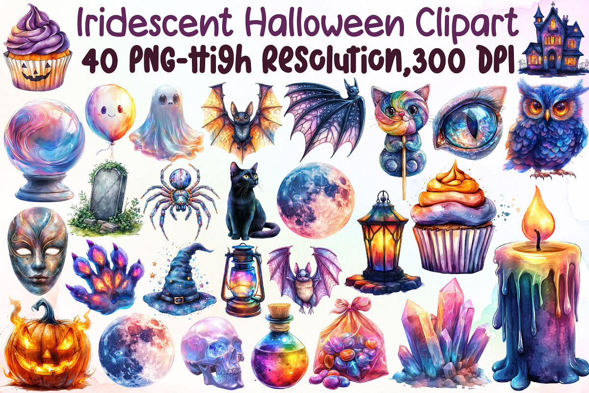 Iridescent Halloween Clipart, an Illustration by Sublimation Artist (Photo 1 of 6)