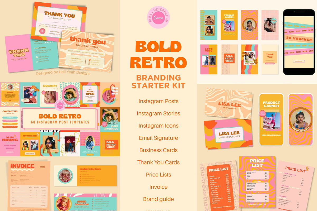 Bold Retro Branding Starter Kit, a Branding & Logo Template by Hell Yeah Designs (Photo 1 of 22)