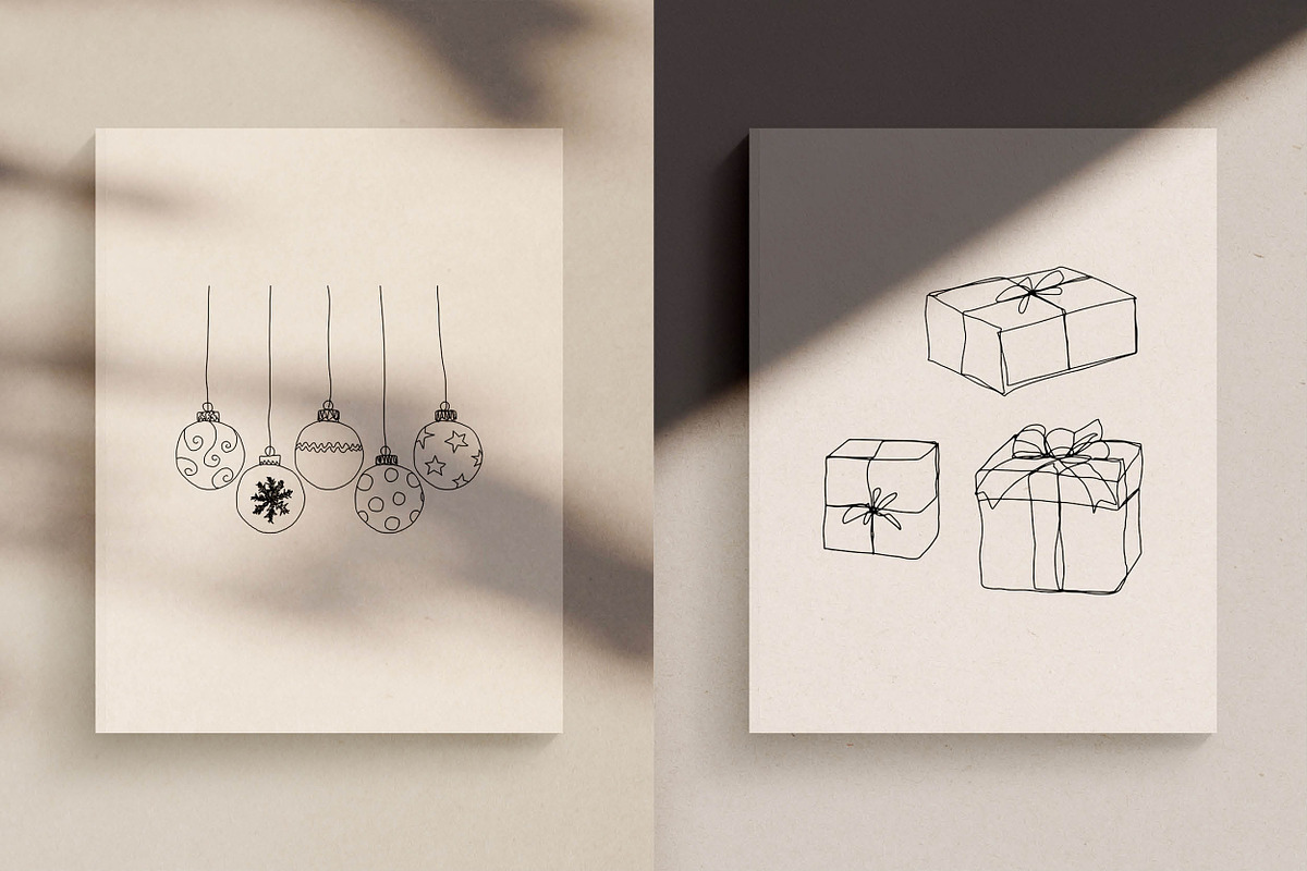 Christmas Decor Line Drawings, a Decorative Illustration by Whimsy Works (Photo 4 of 4)