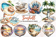 Beach Paradise Inside Seashell PNG, an Illustration by Designworld (Thumbnail 1 of 5)