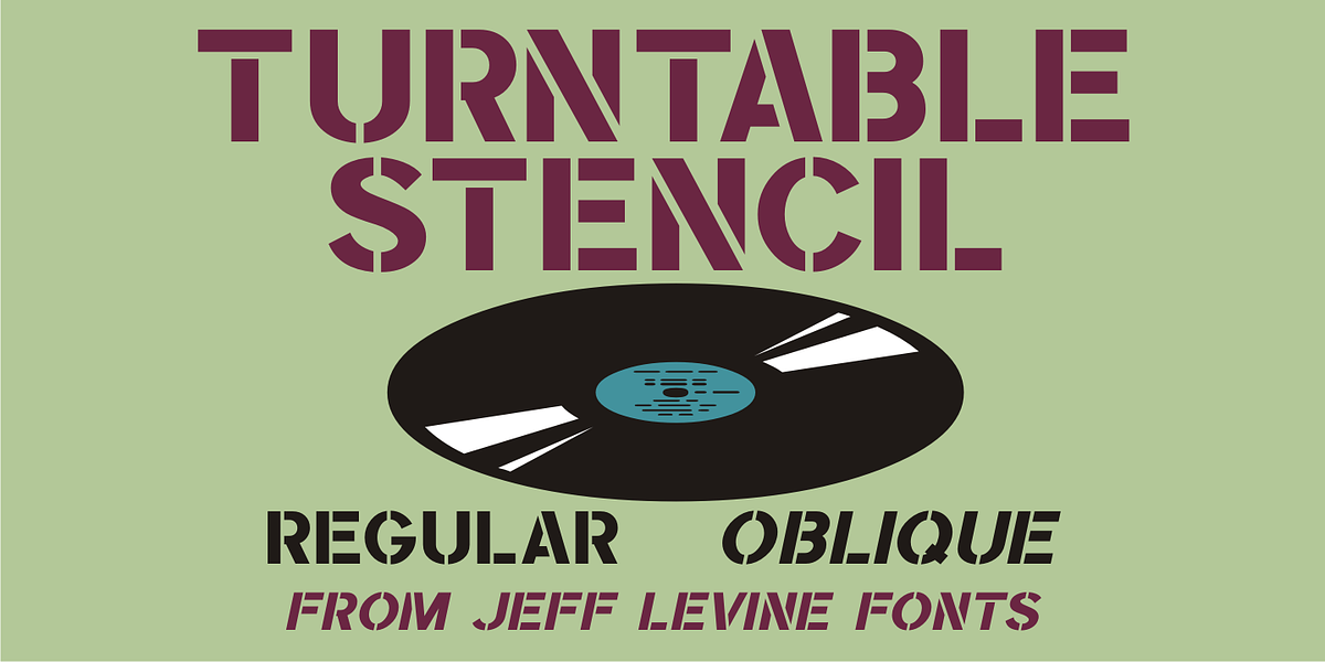 Turntable Stencil JNL, a Sans Serif Font by Jeff Levine Fonts
