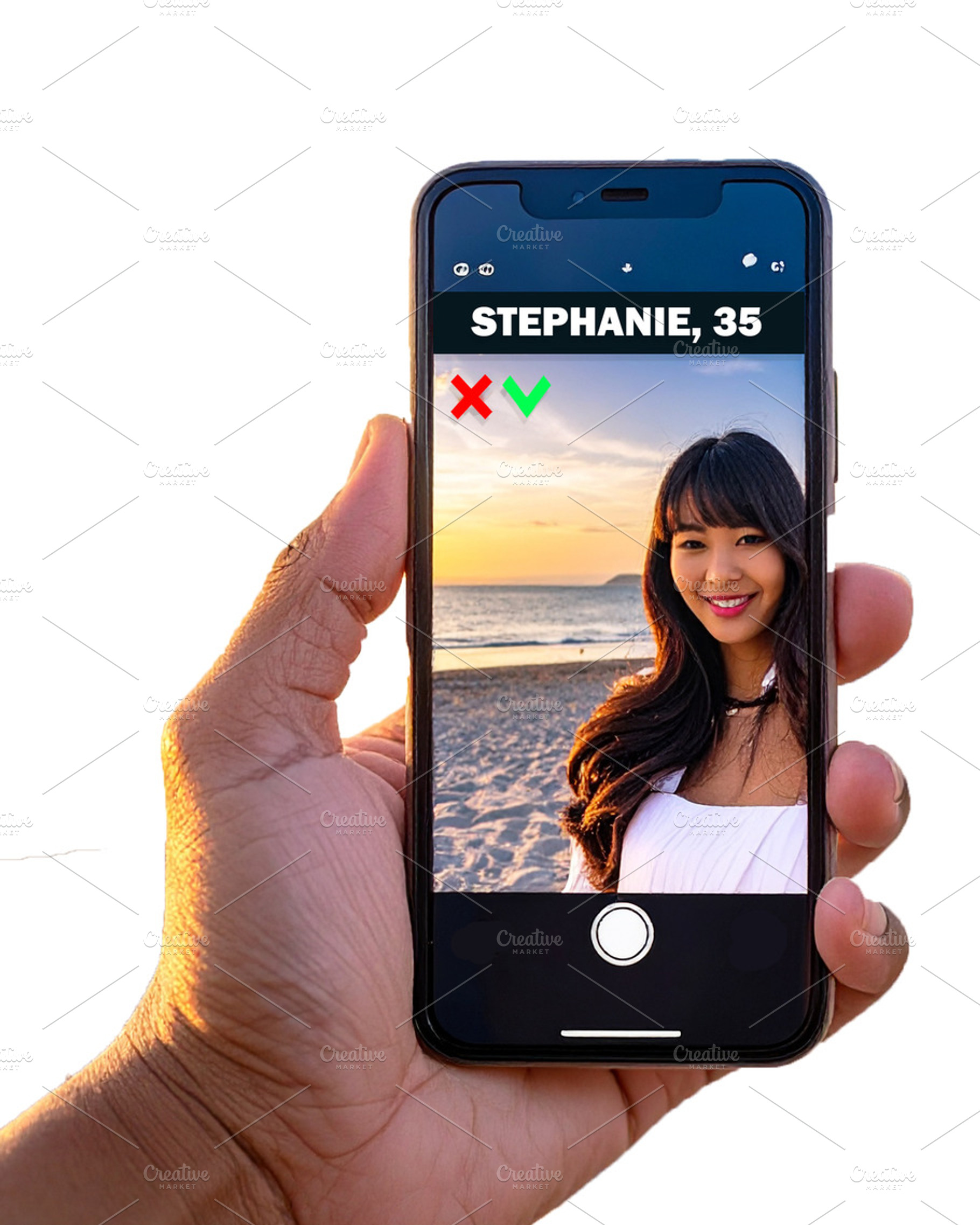 Hand holding a smartphone with screen showing a dating app, a Technology Photo by DanFLCreativo