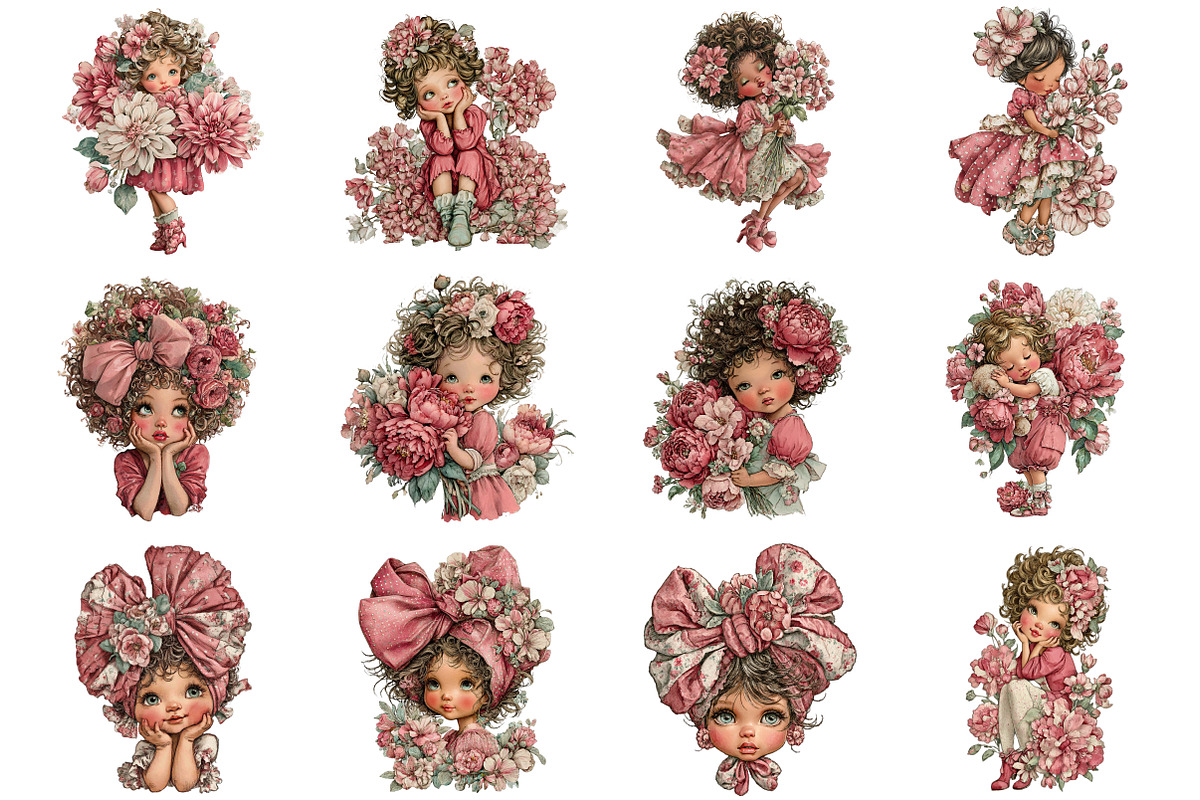 Whimsical Cute Girls Clipart, a Seasonal Illustration by CitraGraphics (Photo 3 of 6)