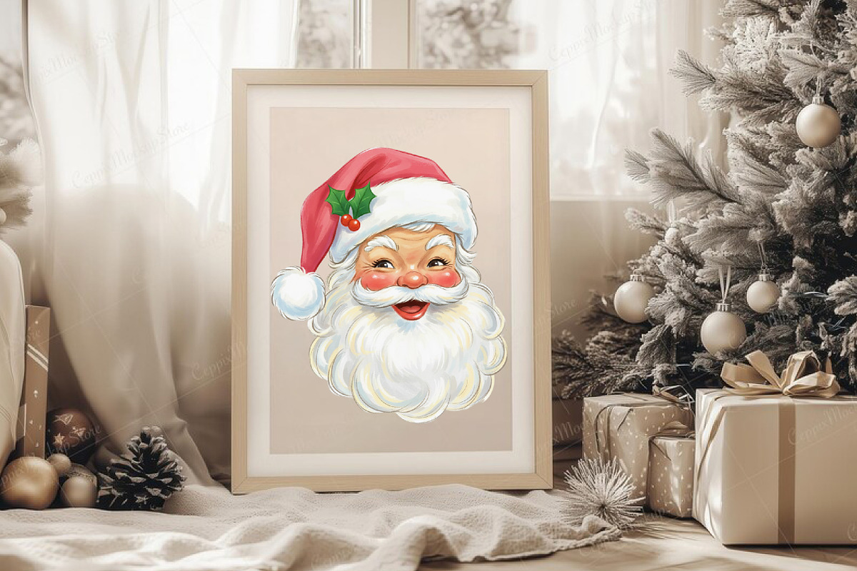 Vintage Christmas Pink Santa PNG, an Illustration by Libby Wishes (Photo 7 of 9)