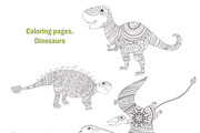 Dinosaurs. Coloring pages, a Background Graphic by Anna Violet (Thumbnail 3 of 6)