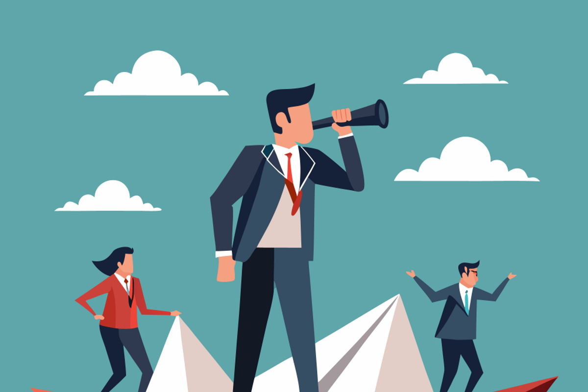 Businessman with spyglass leads team, a Person Illustration by SouravDesign (Photo 2 of 3)