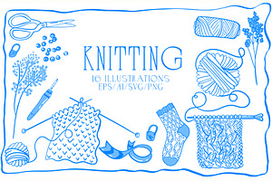 Knitting Lineart, a Work Illustration by Carpet Tapete Pretzel