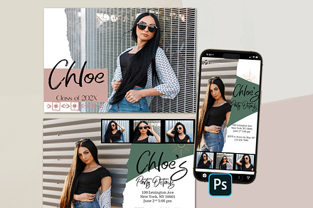 Boho Photoshop Grad Card, a Card Template by InstaNoirDesigns