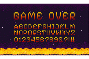Game over pixel font. 8bit arcade