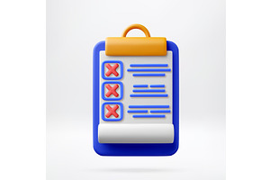 3D Clipboard with multiple red cross, a Finance Illustration by Abscent