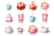 Valentine's Day Coffee Cup Clipart, a Graphic by CitraGraphics (Thumbnail 3 of 4)