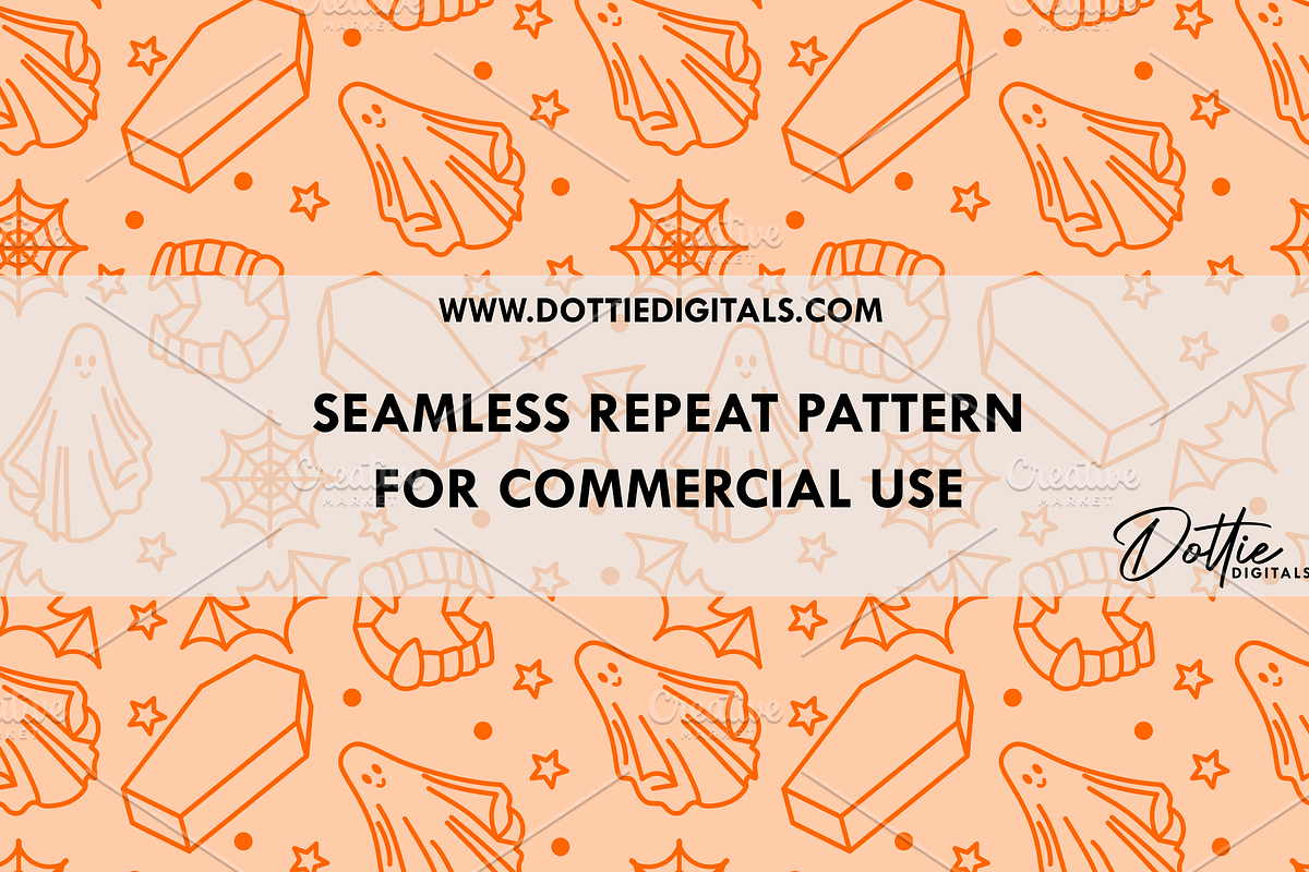Orange Spooky Seamless Pattern PNG, a Pattern Graphic by Dottie Digitals
