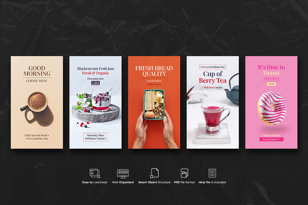 Food Instagram Story PSD Templates, a Social Media Template by Giraffe Design Studio (Photo 14 of 22)