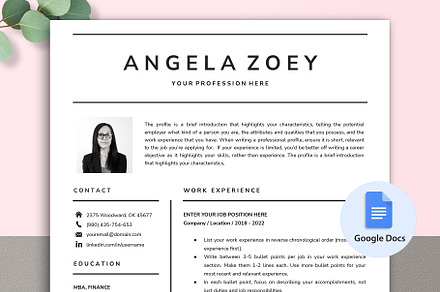 Google Docs Resume Template 02, a Resume Template by GResume