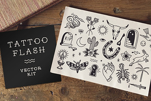 Americana Tattoo Flash Clip Art, an Illustration by Midnight Grim