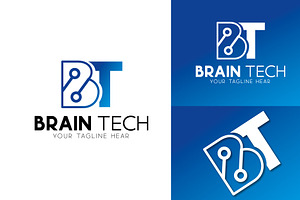 BT Letter Logo - Brain Tech Logo