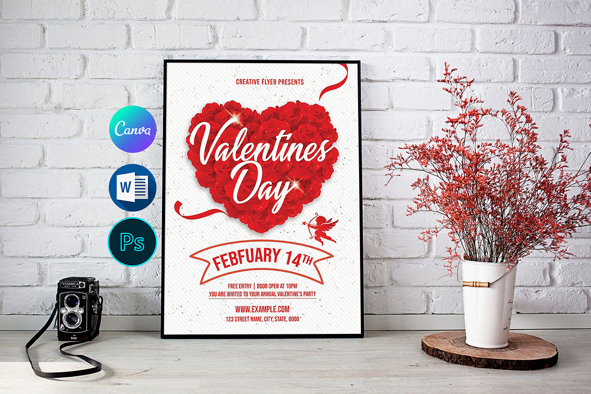Valentine's Day Party Flyer, a Flyer Template by retrographix (Photo 1 of 2)