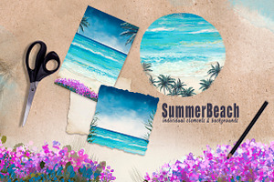 Watercolor Beach Landscape Clipart