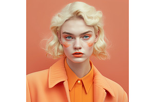 Young Woman Portrait In Orange High