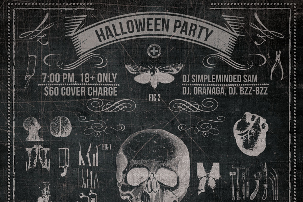 Vintage Halloween Chalk Poster, a Flyer Template by the little wonder shop (Photo 2 of 3)