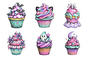Whimsical Halloween Cupcake Clipart, a Seasonal Illustration by Creative Art (Thumbnail 2 of 7)