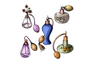 perfume automizer set sketch hand, an Object Illustration by pikepicture