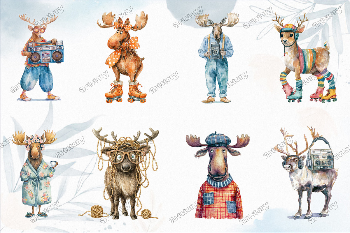 Quirky Reindeer Funny Moose Clipart, a Graphic by designcity5 (Photo 3 of 5)
