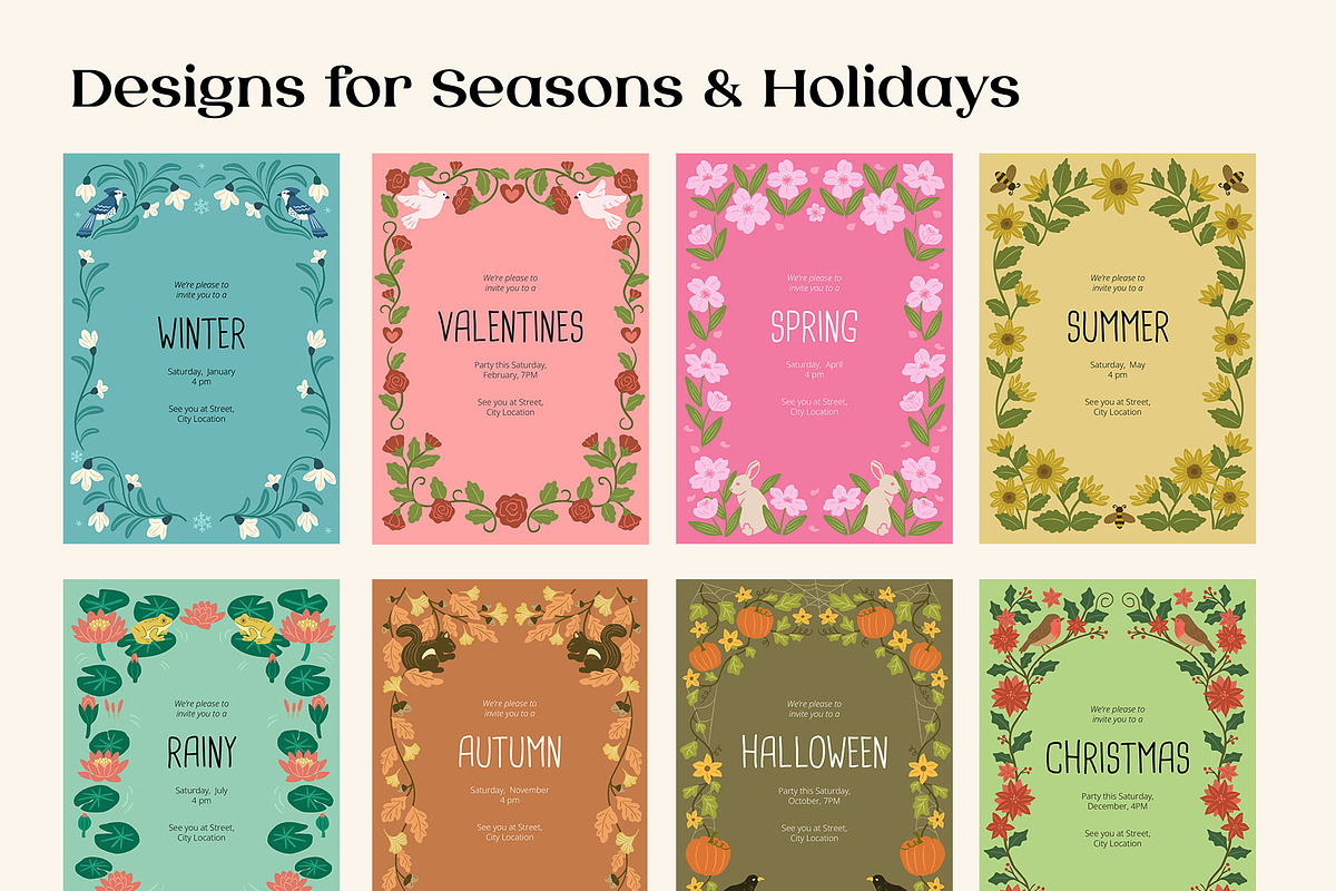 Seasonal Floral Frames & Borders Set, a Seasonal Illustration by CreativeChristiana (Photo 5 of 6)