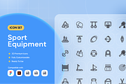 Sport Equipment Icon Set, an Outline Icon by Nathaya Studio (Thumbnail 1 of 2)