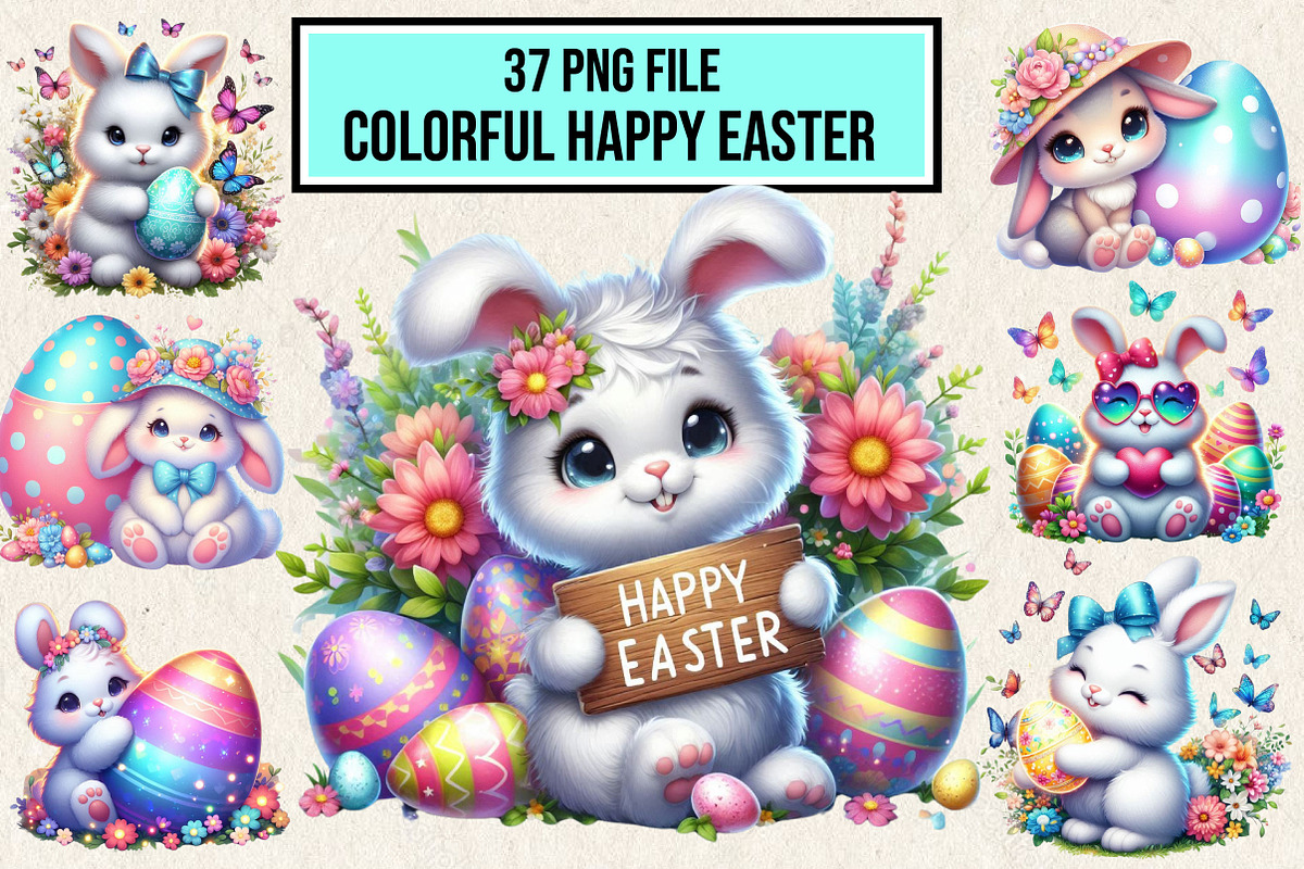 Colorful Happy Easter Sublimation Bu, an Illustration by Wow Magic (Photo 1 of 2)