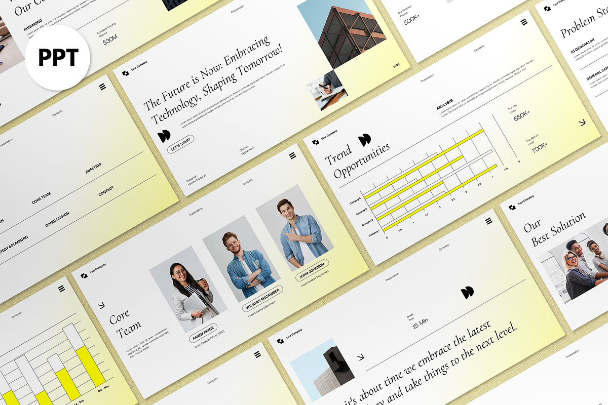 Yellow Modern Pitch Deck PPT, a Presentation Template by graphicook