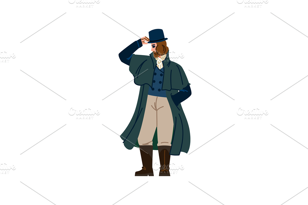 Elegant gentleman tipping his hat in, an Illustration by pikepicture
