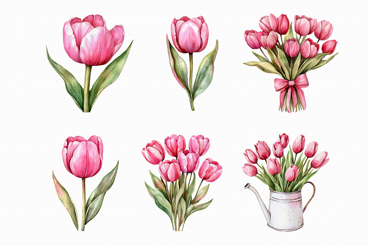 Watercolor Flowers Clipart, Tulip, an Illustration by Libby Wishes (Photo 3 of 4)