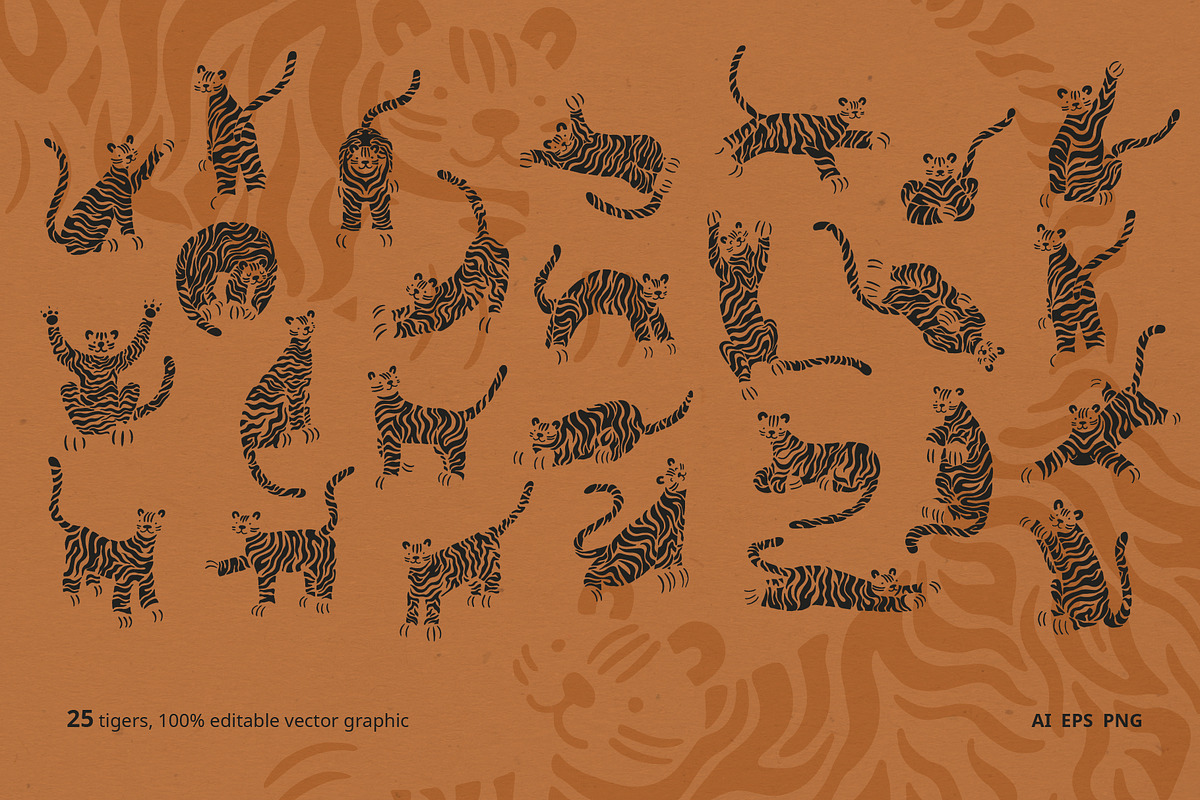 Tiger set. Vector elements, patterns, a Pattern Graphic by anna khramtsova (Photo 2 of 13)