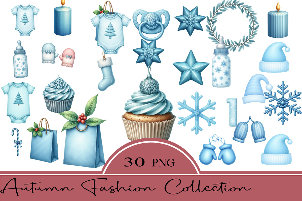 Baby’s 1st Blue Christmas Clipart, an Illustration by CrexoraLab (Photo 1 of 5)