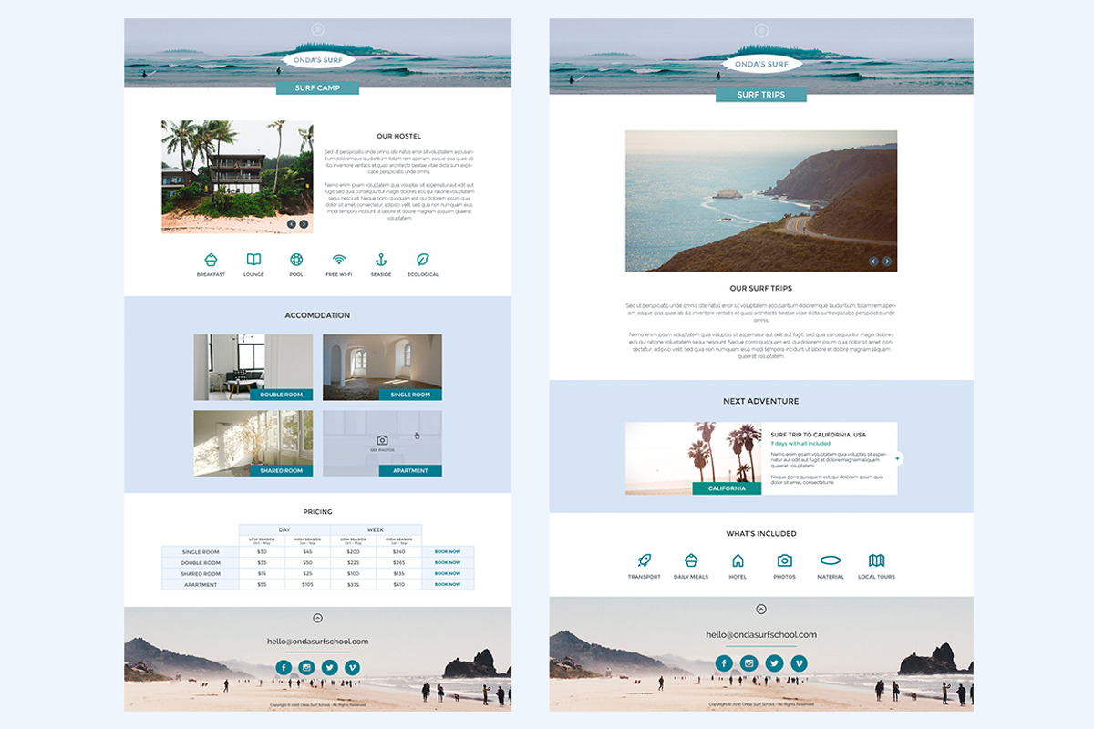 Onda - Surf School PSD Template, a Websites & App Template by Creative Joana (Photo 3 of 10)