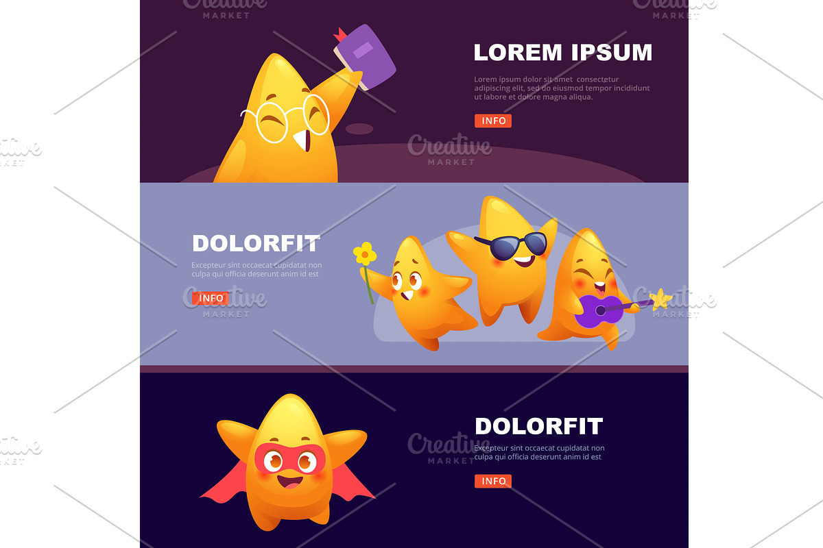 Cartoon stars. cute characters stars, an Illustration by Onyx