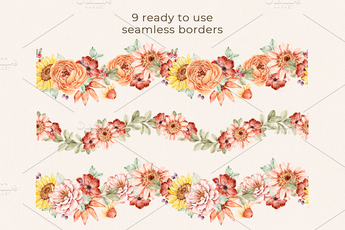 Floral Watercolor set Golden Hour, a Decorative Illustration by Eves_Aquadreams (Photo 9 of 14)