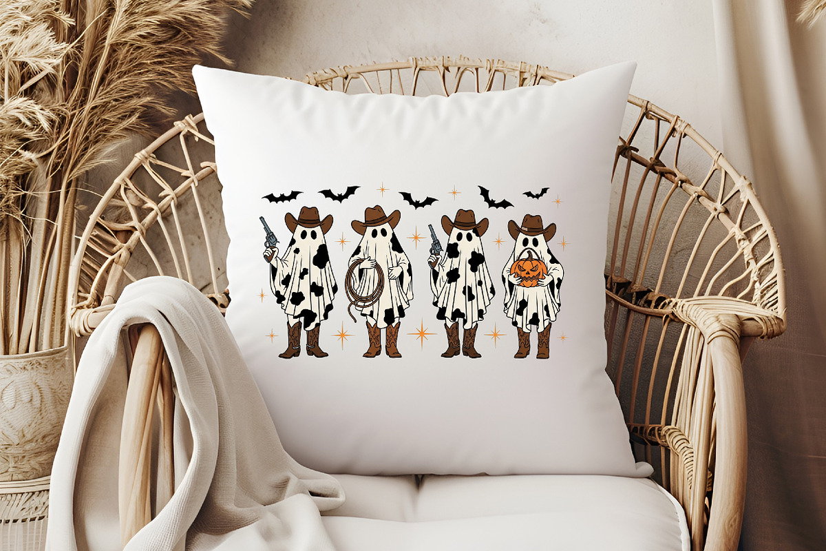 Cow Pattern Cowboy Ghost Halloween, an Illustration by Libby Wishes (Photo 2 of 6)