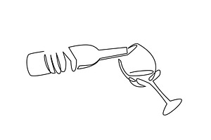 pouring wine from bottle to glass