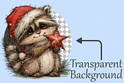 Whimsical Raccoons Christmas Clipart, a Seasonal Illustration by Canvas Craft (Thumbnail 2 of 10)