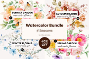Watercolor Floral Bundle - 4 Seasons, a Seasonal Illustration by Yuliia Lashevska (Thumbnail 1 of 28)