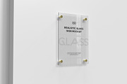 Glass Sign Plate on White Wall Mock, a Product Mockup by graphypix (Thumbnail 4 of 6)