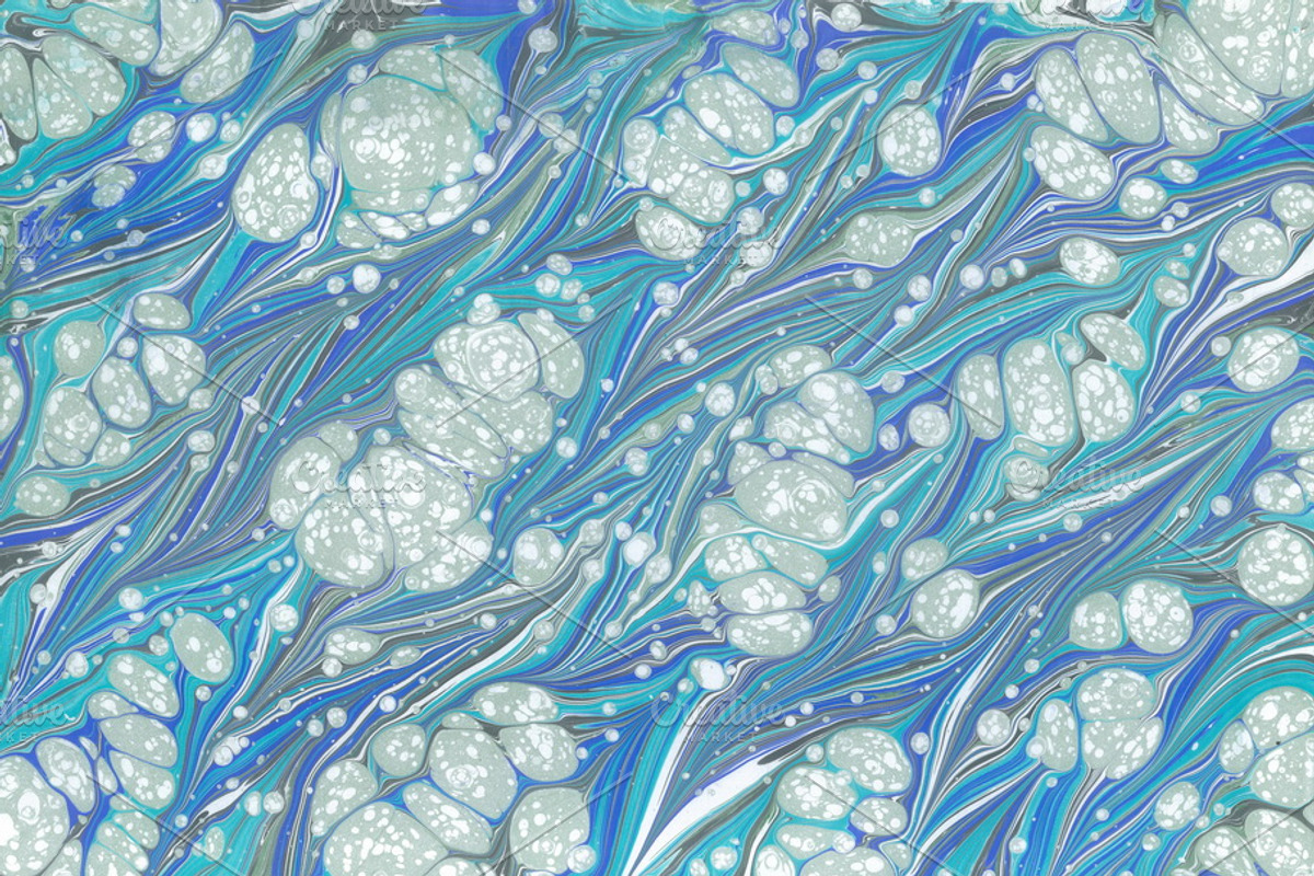 3 Hand Marbled Papers Snowflakes, a Texture Graphic by Marblingdom (Photo 4 of 5)