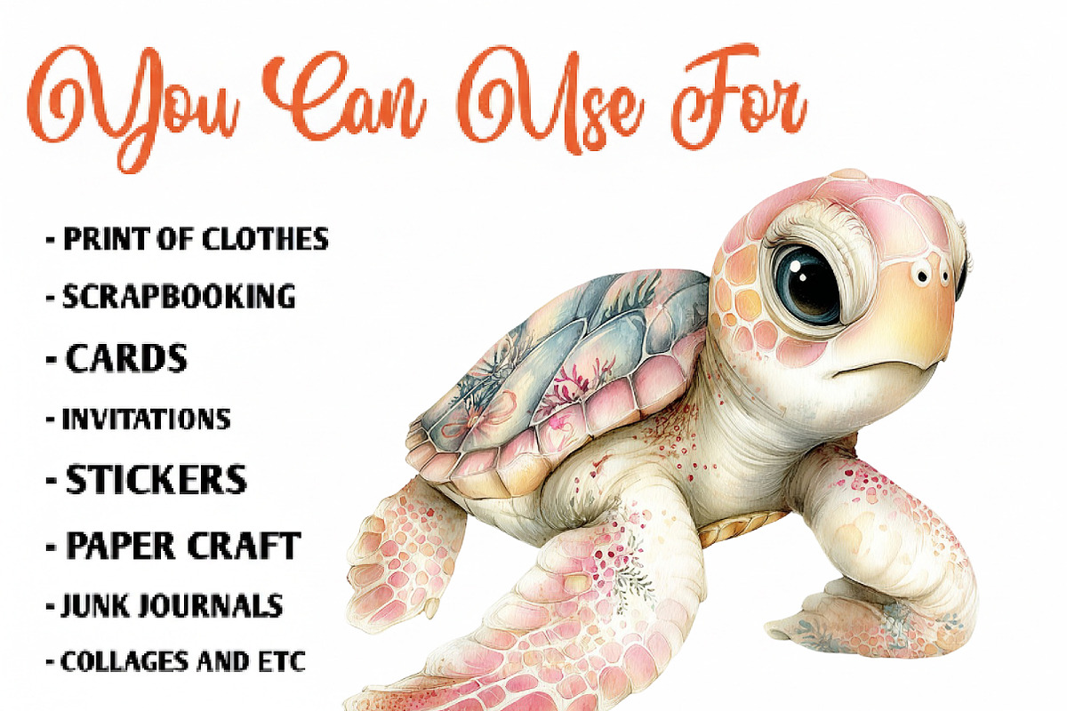 Summer Sea Turtle Clipart, an Illustration by CreationArt (Photo 2 of 7)